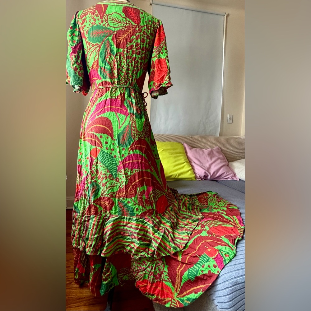 FARM Rio x Anthology flutter sleeve wrap maxi dress size S - Picture 8 of 9
